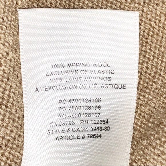 Aritzia Wilfred Tan Cyprie 100% Merino Wool Rolled Mock Neck Sweater Size S - Picture 6 of 9